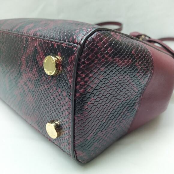Michael Kors Sutton Maroon Leather Python Detail Carryall Satchel Shoulder Bag - Picture 9 of 16
